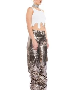 GLIMPSE OF MAGIC RELAXED METALLIC PANT -akira shop glimpse of magic relaxed metallic pant gold 4 4