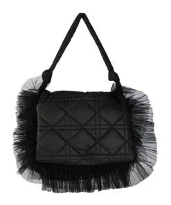 GOING PLACES TULLE DETAIL NYLON PURSE