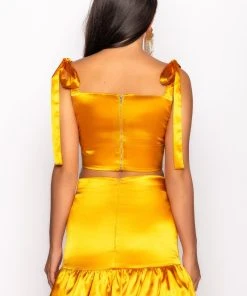 GOLDEN HOUR TIE SLEEVE CROP TOP 15 GOLDEN HOUR TIE SLEEVE CROP TOP -akira shop golden hour tie sleeve crop top yellow 6 6