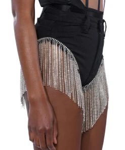 GONNA LOVE ME WATERFALL RHINESTONE DENIM SHORT -akira shop gonna love me waterfall rhinestone denim short black 5 5 c1 c1 c1