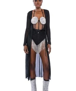 GONNA LOVE ME WATERFALL RHINESTONE DENIM SHORT -akira shop gonna love me waterfall rhinestone denim short black 7 7 c1 c1 c1