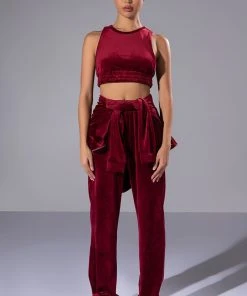 GRETCHEN CROPPED TANK TOP -akira shop gretchen cropped tank top dark red 3 3