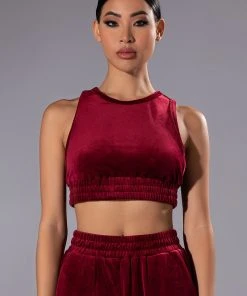 GRETCHEN CROPPED TANK TOP -akira shop gretchen cropped tank top dark red 5 5