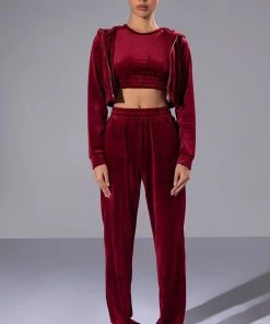 GRETCHEN STRAIGHT FIT JOGGERS -akira shop gretchen straight fit joggers dark red 3 3