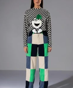 HALLIE COLOR BLOCKED WIDE LEG PANT -akira shop hallie color blocked wide leg pant green 3 3 c1