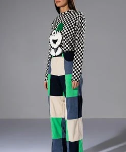 HALLIE COLOR BLOCKED WIDE LEG PANT -akira shop hallie color blocked wide leg pant green 4 4 c1