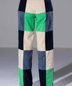 HALLIE COLOR BLOCKED WIDE LEG PANT -akira shop hallie color blocked wide leg pant green 7 7 c1