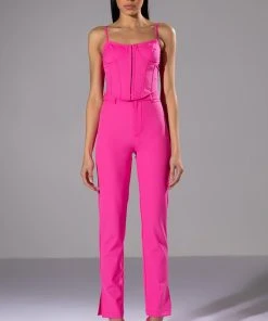 HANSEL HIGH RISE PANTS WITH SLITS 12 HANSEL HIGH RISE PANTS WITH SLITS -akira shop hansel high rise pants with slits pink 3 3