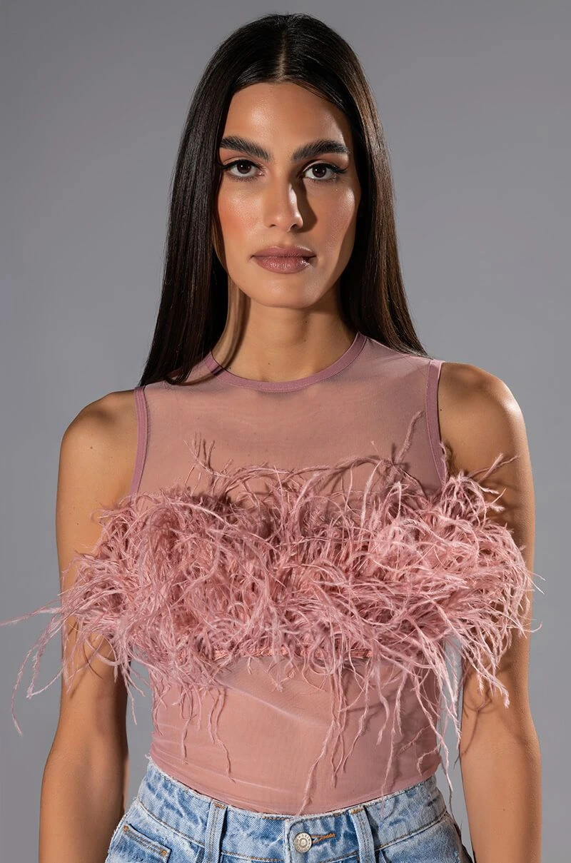 HAPPILY EVER AFTER SLEEVELESS FEATHER TOP IN BLUSH 3 HAPPILY EVER AFTER SLEEVELESS FEATHER TOP IN BLUSH