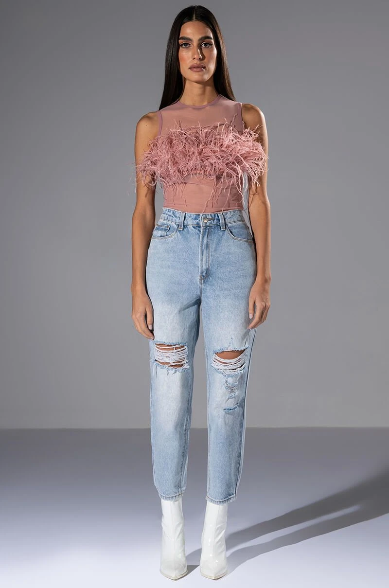 HAPPILY EVER AFTER SLEEVELESS FEATHER TOP IN BLUSH 5 HAPPILY EVER AFTER SLEEVELESS FEATHER TOP IN BLUSH - Image 3