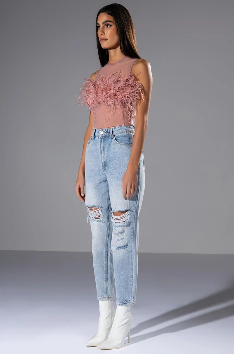 HAPPILY EVER AFTER SLEEVELESS FEATHER TOP IN BLUSH 6 HAPPILY EVER AFTER SLEEVELESS FEATHER TOP IN BLUSH - Image 4