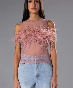 HAPPILY EVER AFTER SLEEVELESS FEATHER TOP IN BLUSH 14 HAPPILY EVER AFTER SLEEVELESS FEATHER TOP IN BLUSH -akira shop happily ever after sleeveless feather top in blush blush 5 5 c1