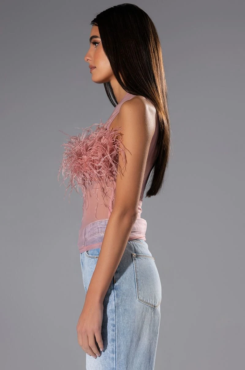 HAPPILY EVER AFTER SLEEVELESS FEATHER TOP IN BLUSH 8 HAPPILY EVER AFTER SLEEVELESS FEATHER TOP IN BLUSH - Image 6