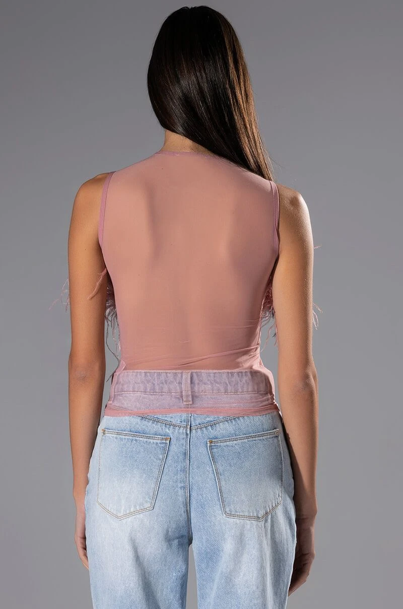 HAPPILY EVER AFTER SLEEVELESS FEATHER TOP IN BLUSH 9 HAPPILY EVER AFTER SLEEVELESS FEATHER TOP IN BLUSH - Image 7