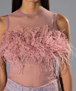 HAPPILY EVER AFTER SLEEVELESS FEATHER TOP IN BLUSH 17 HAPPILY EVER AFTER SLEEVELESS FEATHER TOP IN BLUSH -akira shop happily ever after sleeveless feather top in blush blush 8 8 c1