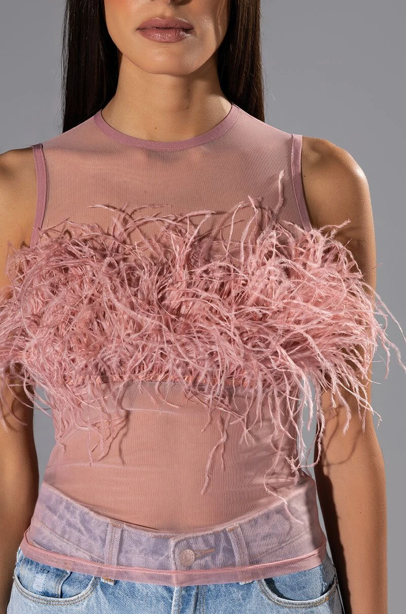 HAPPILY EVER AFTER SLEEVELESS FEATHER TOP IN BLUSH 10 HAPPILY EVER AFTER SLEEVELESS FEATHER TOP IN BLUSH - Image 8