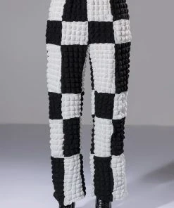 HAPPY SOUL WIDE LEG TEXTURED PANT 14 HAPPY SOUL WIDE LEG TEXTURED PANT -akira shop happy soul wide leg textured pant black white 5 5