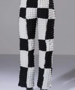 HAPPY SOUL WIDE LEG TEXTURED PANT 16 HAPPY SOUL WIDE LEG TEXTURED PANT -akira shop happy soul wide leg textured pant black white 7 7