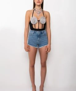 HEART EYES POCKET DETAIL MID RISE DENIM SHORT -akira shop heart eyes pocket detail mid rise denim short medium blue denim 8 8