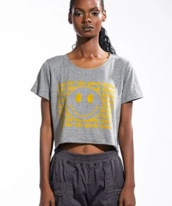 HERE FOR THE GOOD TIMES CROPPED CREW NECK TSHIRT -akira shop here for the good times cropped crew neck tshirt heather grey 3 3