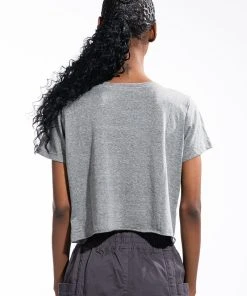 HERE FOR THE GOOD TIMES CROPPED CREW NECK TSHIRT -akira shop here for the good times cropped crew neck tshirt heather grey 5 5