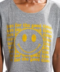 HERE FOR THE GOOD TIMES CROPPED CREW NECK TSHIRT -akira shop here for the good times cropped crew neck tshirt heather grey 6 6