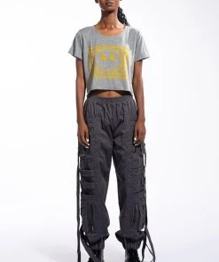 HERE FOR THE GOOD TIMES CROPPED CREW NECK TSHIRT -akira shop here for the good times cropped crew neck tshirt heather grey 7 7