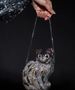 HERE KITTY KITTY RHINESTONE CLUTCH -akira shop here kitty kitty rhinestone clutch black multi 1 1