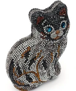 HERE KITTY KITTY RHINESTONE CLUTCH -akira shop here kitty kitty rhinestone clutch black multi 4 4