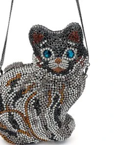 HERE KITTY KITTY RHINESTONE CLUTCH -akira shop here kitty kitty rhinestone clutch black multi 5 5