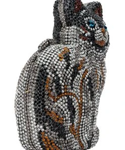 HERE KITTY KITTY RHINESTONE CLUTCH -akira shop here kitty kitty rhinestone clutch black multi 6 6