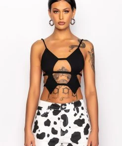 HOTTIE CUTOUT CROP TANK -akira shop hottie cutout crop tank black 5 5 c1 c1