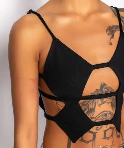 HOTTIE CUTOUT CROP TANK -akira shop hottie cutout crop tank black 8 8
