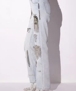 HOUDINI EMBELLISHED WIDE LEG JEAN -akira shop houdini embellished wide leg jean light blue 11 11