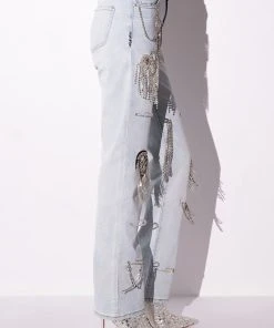 HOUDINI EMBELLISHED WIDE LEG JEAN -akira shop houdini embellished wide leg jean light blue 12 12