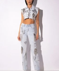 HOUDINI EMBELLISHED WIDE LEG JEAN -akira shop houdini embellished wide leg jean light blue 15 15