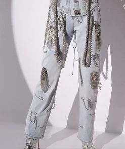 HOUDINI EMBELLISHED WIDE LEG JEAN -akira shop houdini embellished wide leg jean light blue 2 2