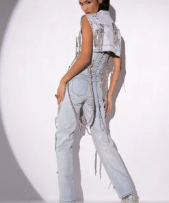 HOUDINI EMBELLISHED WIDE LEG JEAN -akira shop houdini embellished wide leg jean light blue 5 5