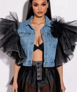HOW SOON IS NOW TULLE DENIM SHORTS 11 HOW SOON IS NOW TULLE DENIM SHORTS -akira shop how soon is now tulle denim shorts black 2 2