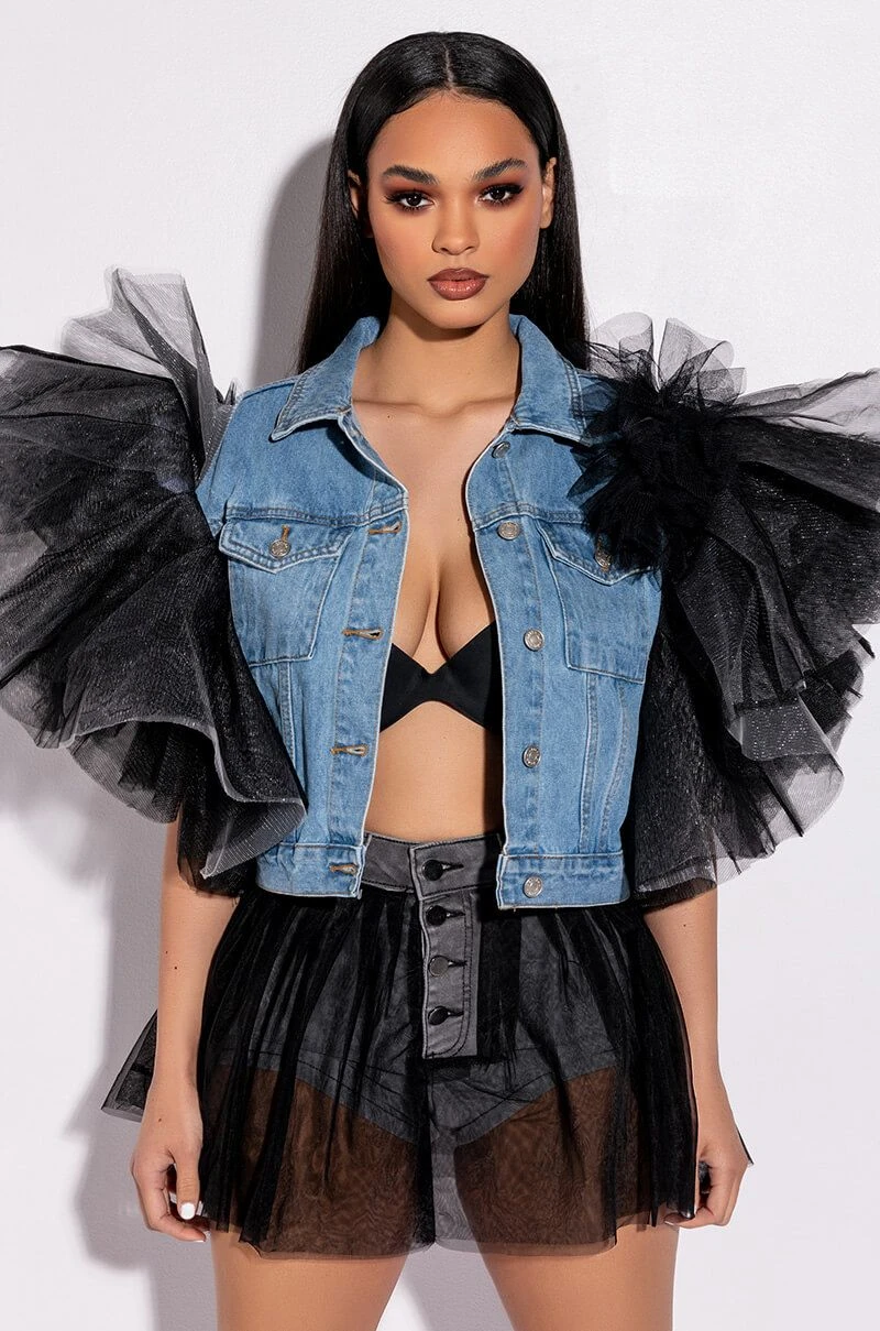 HOW SOON IS NOW TULLE DENIM SHORTS 4 HOW SOON IS NOW TULLE DENIM SHORTS - Image 2