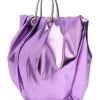 I MEAN BUSINESS FAUX LEATHER METALLIC TOTE -akira shop i mean business faux leather metallic tote purple 3 3