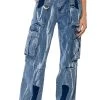 IN MY THOUGHTS ULTRA BAGGY CARGO JEANS 2 IN MY THOUGHTS ULTRA BAGGY CARGO JEANS -akira shop in my thoughts ultra baggy cargo jeans medium blue denim 1 1 c1