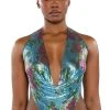 IN THE MOMENT FLORAL CHAINMAIL HALTER TOP 2 IN THE MOMENT FLORAL CHAINMAIL HALTER TOP -akira shop in the moment floral chainmail halter top blue multi 1 1