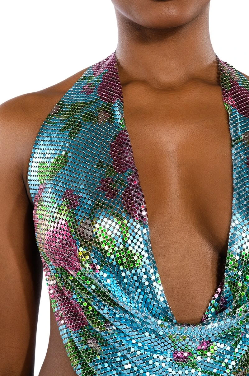 IN THE MOMENT FLORAL CHAINMAIL HALTER TOP 10 IN THE MOMENT FLORAL CHAINMAIL HALTER TOP - Image 8