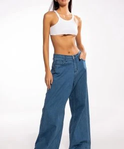 IN THE MOMENT HIGH RISE ULTRA WIDE JEANS -akira shop in the moment high rise ultra wide jeans medium blue denim 2 2 c1 c1