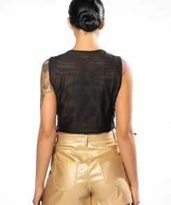 INKED SLEEVELESS SEQUIN APPLIQUE CROP TOP -akira shop inked sleeveless sequin applique crop top multi 7 7