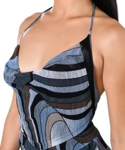 IT GIRL CORSET TIE TOP -akira shop it girl corset tie top grey multi 7 7