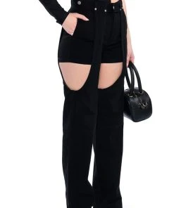 ITS A VIBE DENIM SHORT AND CHAPS JEAN -akira shop its a vibe denim short and chaps jean black 2 2 c1