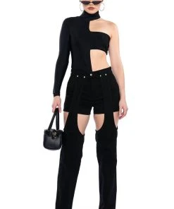 ITS A VIBE DENIM SHORT AND CHAPS JEAN -akira shop its a vibe denim short and chaps jean black 3 3 c1