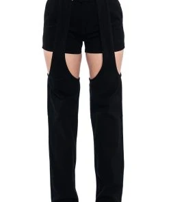 ITS A VIBE DENIM SHORT AND CHAPS JEAN -akira shop its a vibe denim short and chaps jean black 5 5 c1